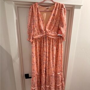 Arula Floral Peach Maxi Dress